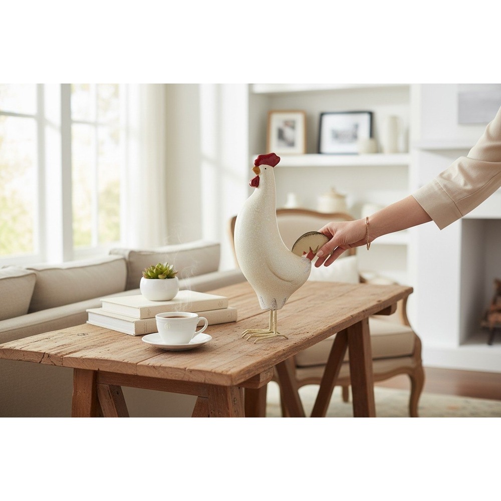 Apropos Rooster Figurine Home Decor Cream Red Brand New Farmhouse Rustic 14.5in